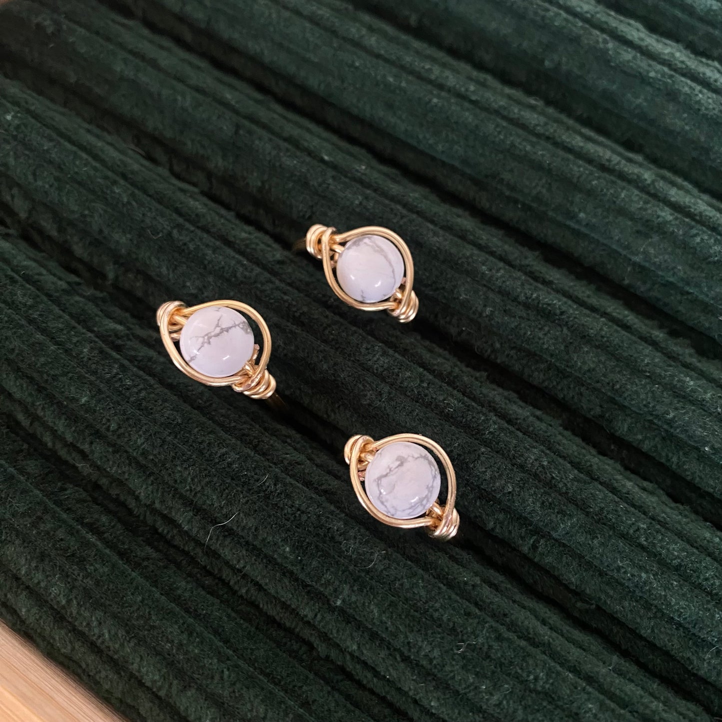 White Howlite Gold Ring