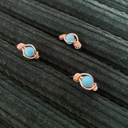 Light Blue Howlite Gold Ring