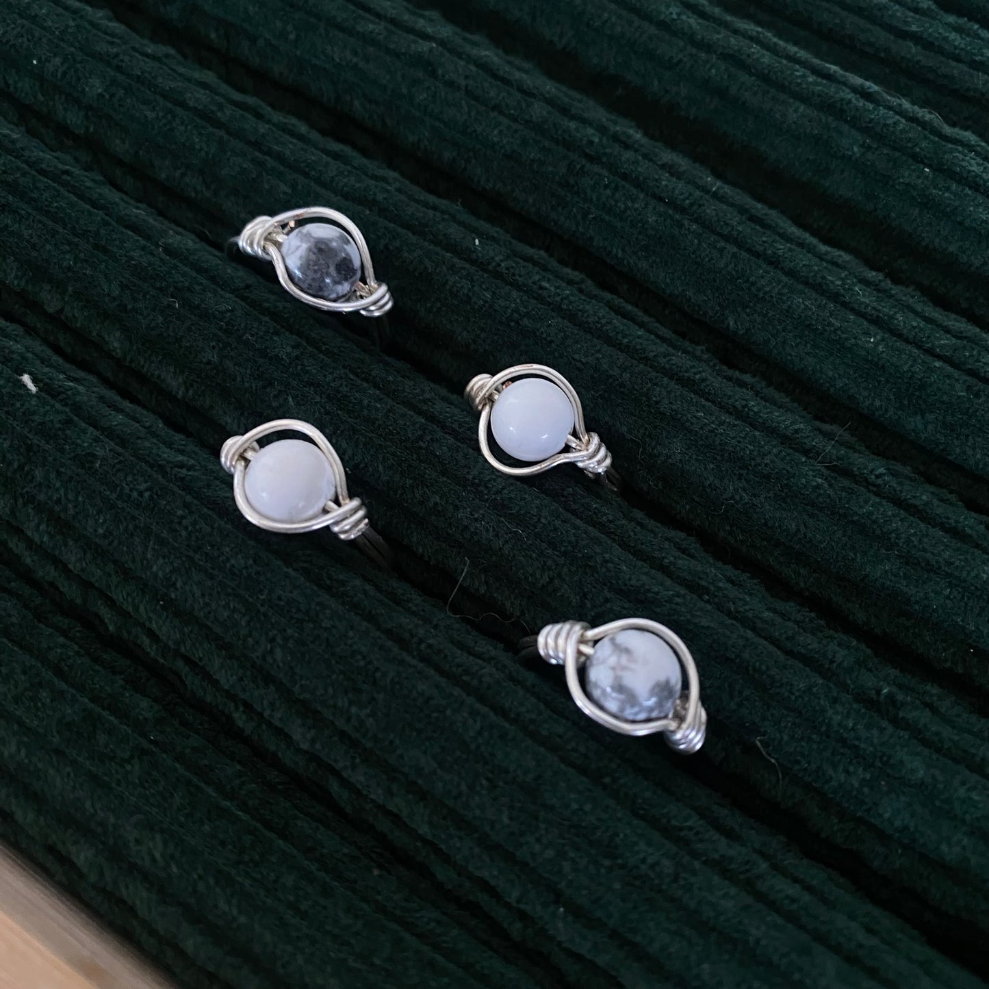 White Howlite Silver Ring