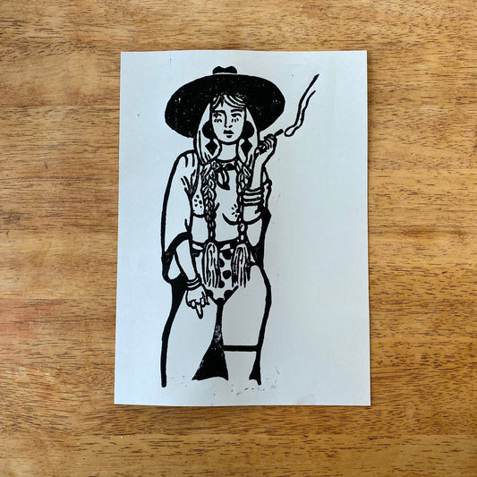 Sassy Cowgirl Lino Print